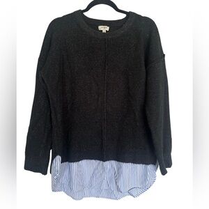 Umgee USA Layered Look‎ Sweater with Striped Hem – Size S